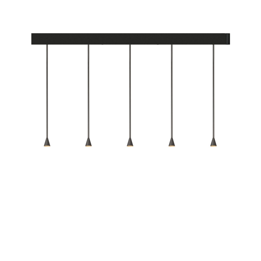 Austere-D2 5 RF75 BRASS frame + BLACK base 200CM / Driver incl. / dimmable (TRIAC/IGBT)5x 634LM 2700K CRI93 IP50