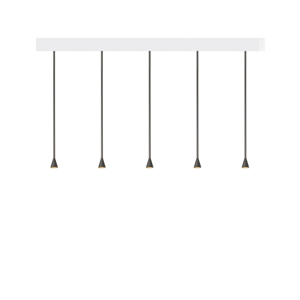 Austere-D2 5 RF75 BRASS frame + WHITE base 200CM / Driver incl. / dimmable (PUSH-DIM or 1-10V)5x 634LM 2700K CRI93 IP50