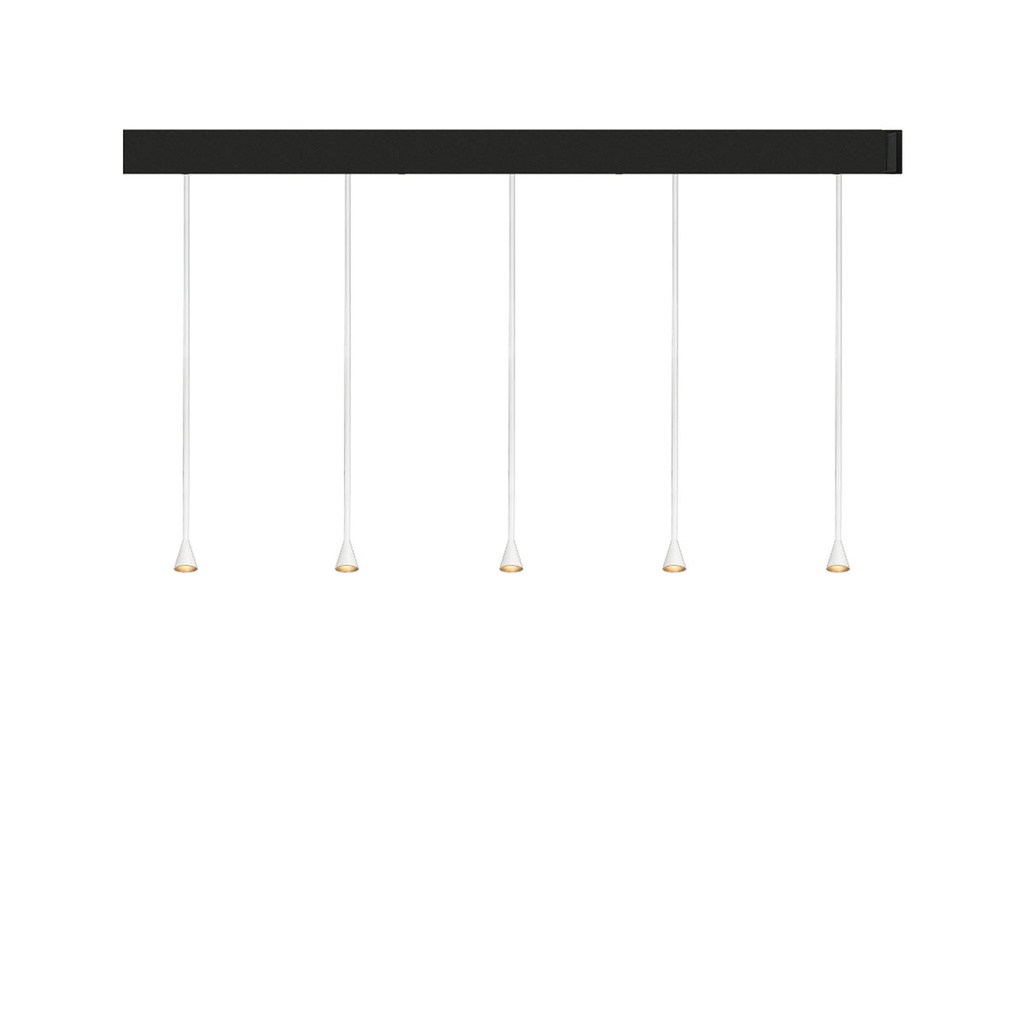 Austere-D2 5 RF75 NICKEL frame + BLACK base 200CM / Driver incl. / dimmable (PUSH-DIM or 1-10V)5x 634LM 2700K CRI93 IP50