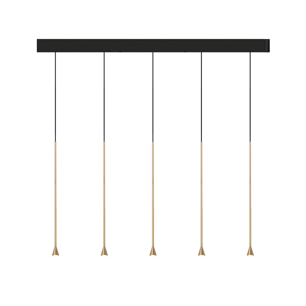 Austere-D2 5 RL79 BRASS frame + WHITE base 200CM + BLACK cable 1000mm / Driver incl. / dimmable (PUSH-DIM or 1-10V)5x 634LM 2700K CRI93 IP50