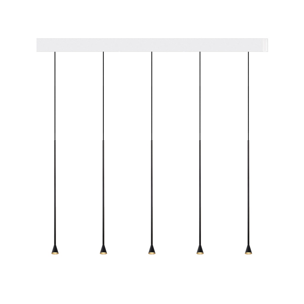 Austere-D2 5 RL79 GUNMETAL frame + WHITE base 200CM + BLACK cable 1000mm / Driver incl. / dimmable (PUSH-DIM or 1-10V)5x 634LM 2700K CRI93 IP50