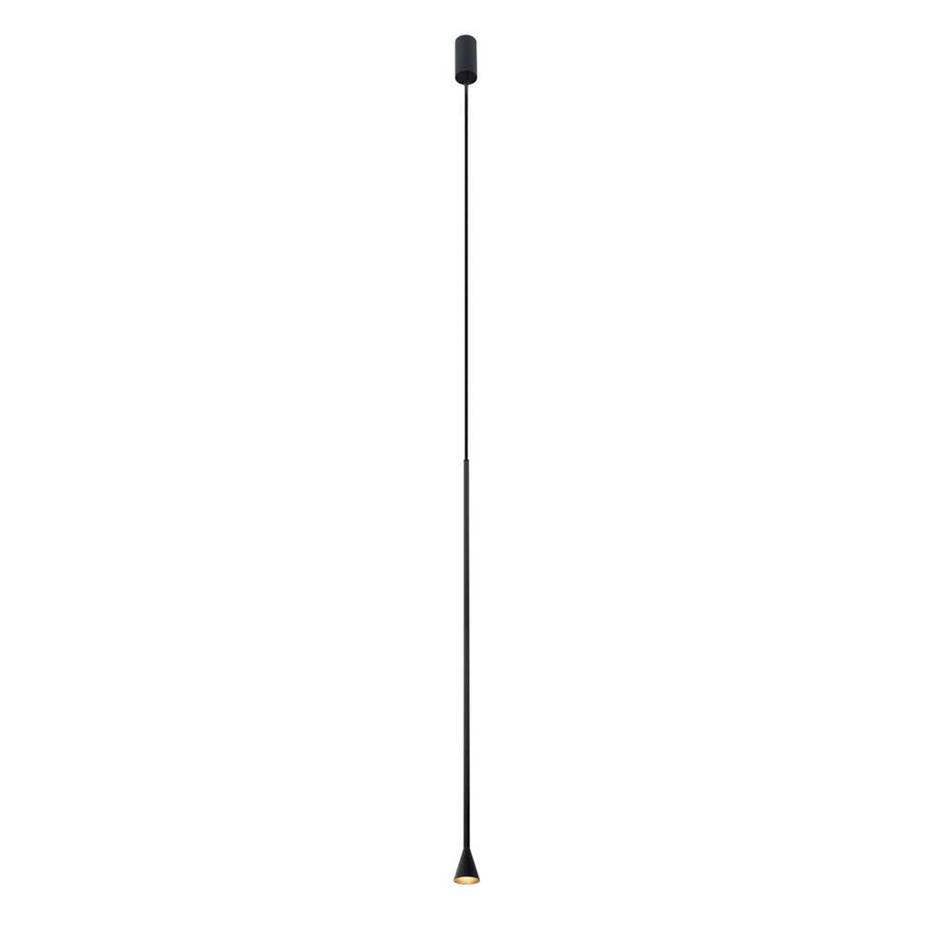 Austere-Solitaire RL BLACK + BLACK cable 1000mm / Driver excl. / Concrete ceiling634LM 2700K CRI93 IP40