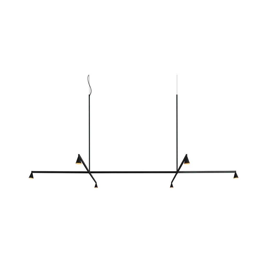 Austere-Suspension 1+ SU RL79 BRASS / Center: L.750 End: L.500 Side: L.250 / BLACK powercord & steelcable (Driver, Base, Canopy & Cover EXCL.)6x 634LM 2700K CRI93 IP50