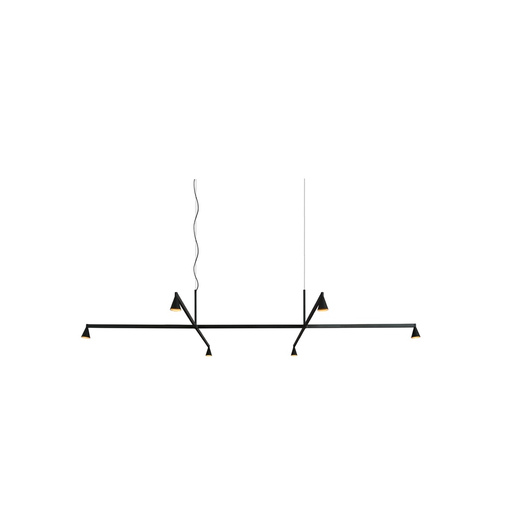 Austere-Suspension 1+ SU RS16 BRASS / Center: L.500 End: L.500 Side: L.250 / BLACK powercord & steelcable (Driver, Base, Canopy & Cover EXCL.)6x 634LM 2700K CRI93 IP50