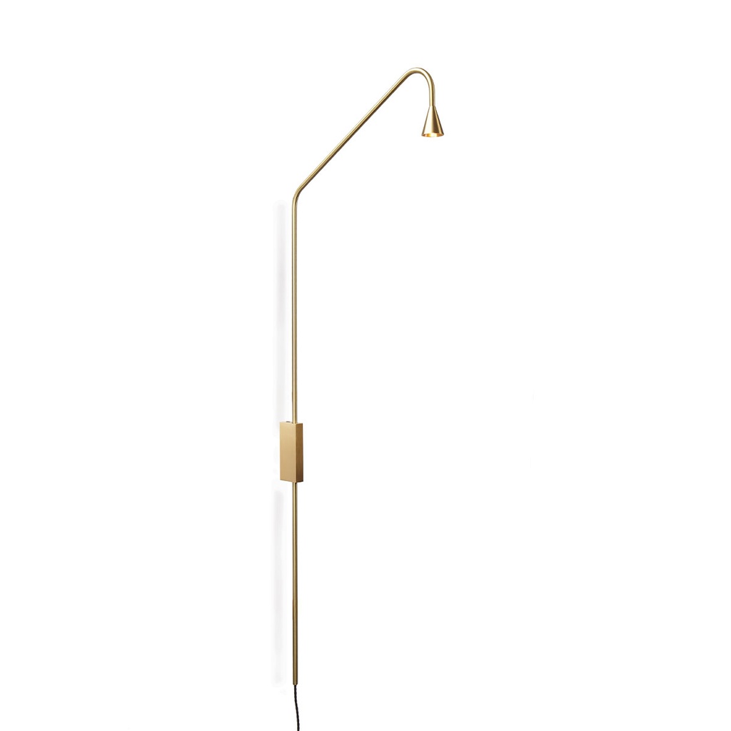 Austere-Wall push plug BRASS frame with EU Plugdriver / PUSH-DIM button on base634LM 2700K CRI93 IP40