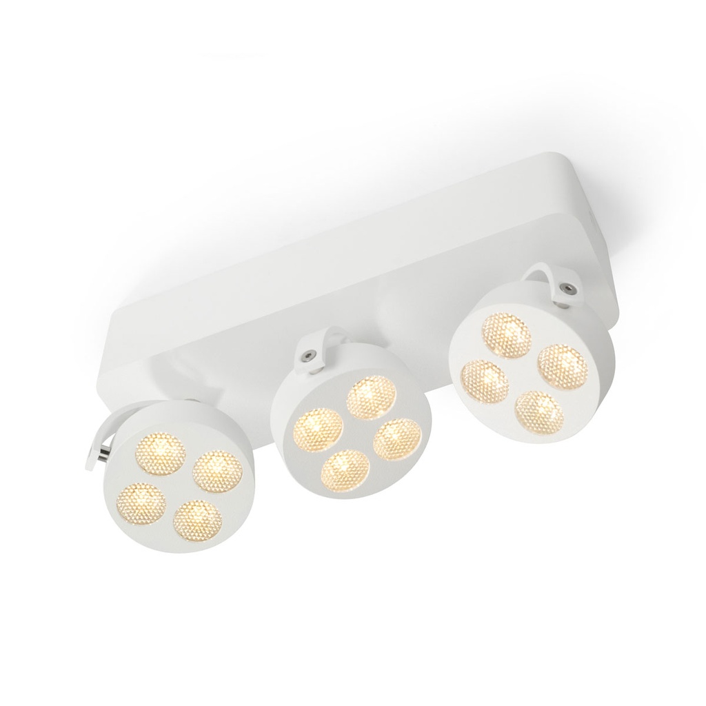Mini-Pi 3 up WHITE / WW - 25° / Driver incl. / dimmable (PUSH-DIM or 1-10V)3x 456LM 2700K CRI93 IP40