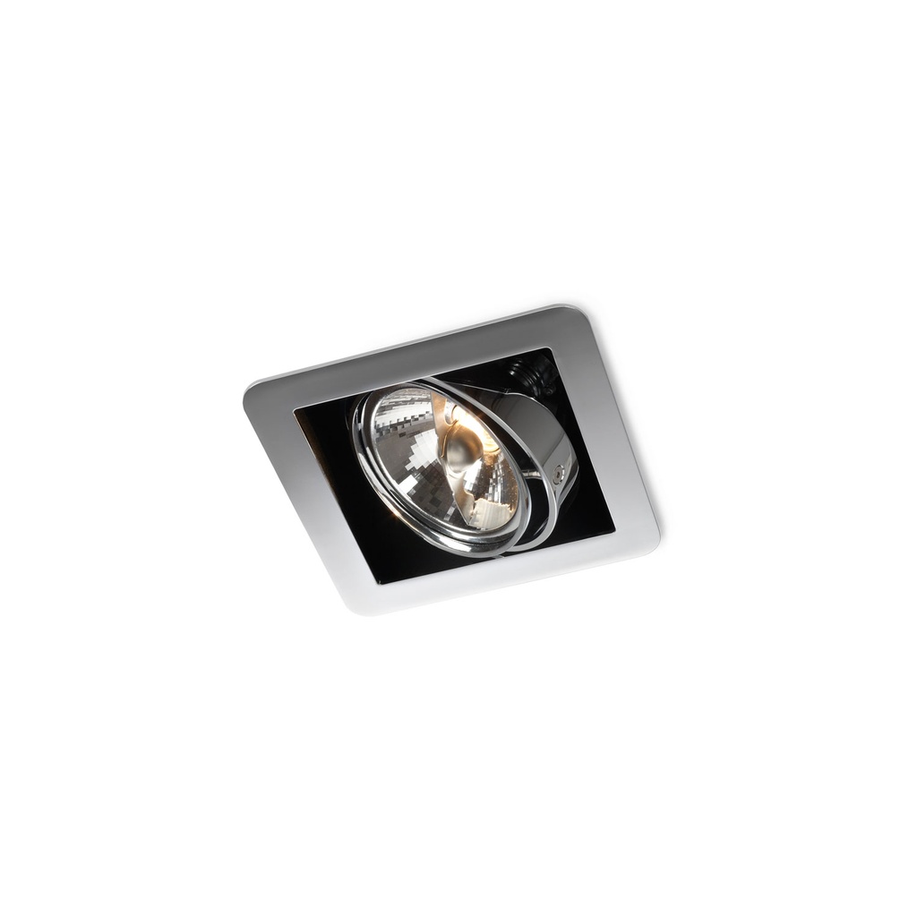 R07 in CHROME ring + WHITE frame + BLACK int. / Transf. excl. / Bulb excl.      IP20