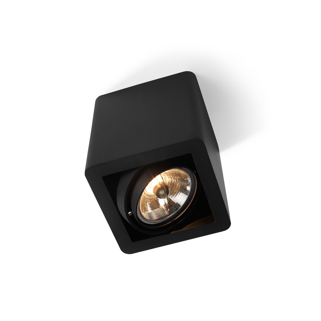 R07 up BLACK frame + WHITE int. + BLACK ring / Transf. incl. / Bulb excl. / non-dimmable      IP20
