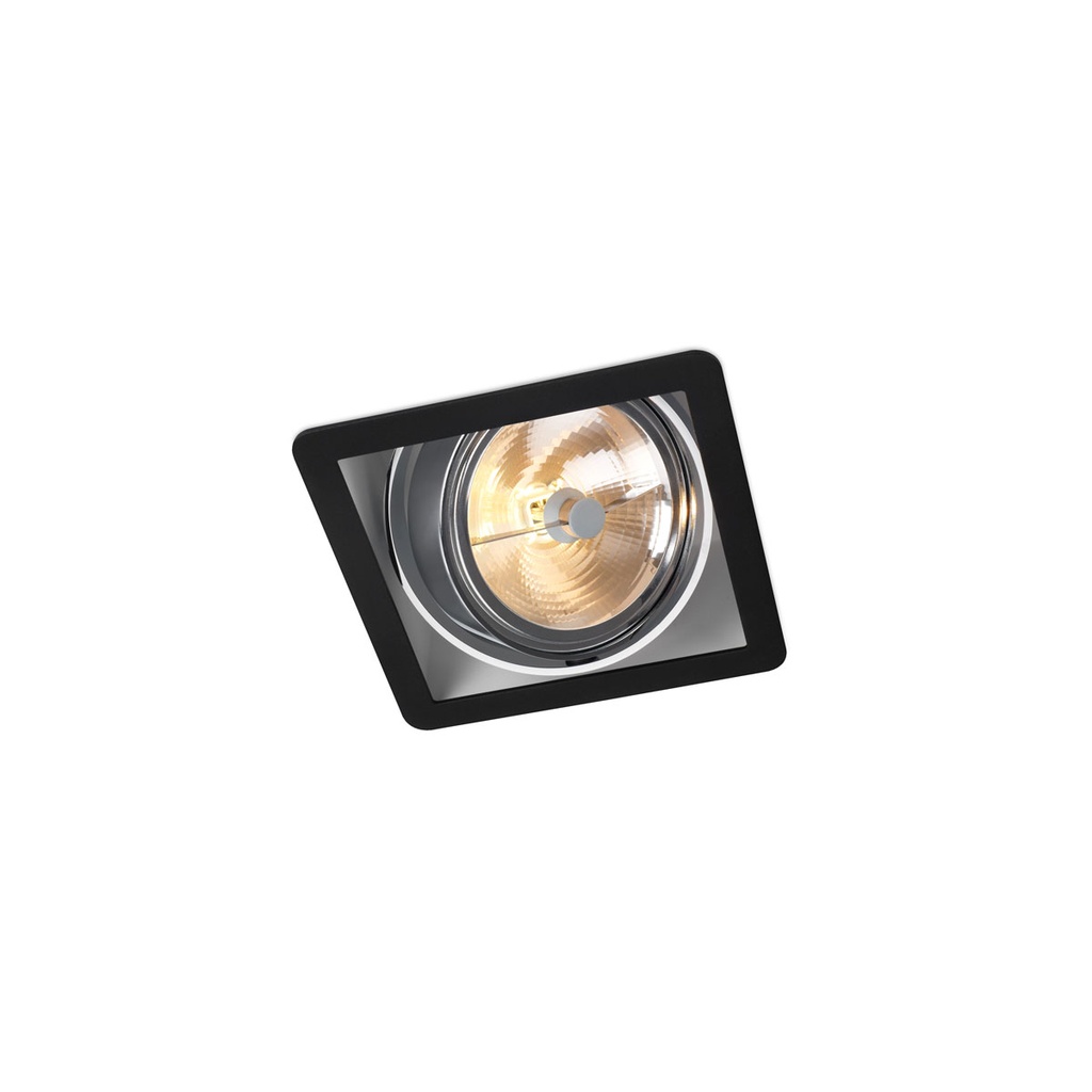 R07 up BLACK frame + BLACK int. + CHROME ring / Transf. incl. / Bulb excl. / non-dimmable      IP20