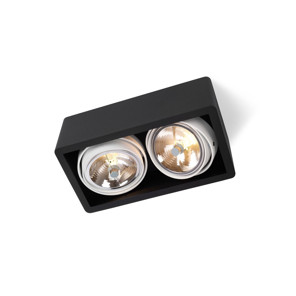 R111 up G53 LED BLACK frame + WHITE int. + WHITE ring / Transf. incl. / Bulbs excl. / dimmable (TRIAC/IGBT)      IP20