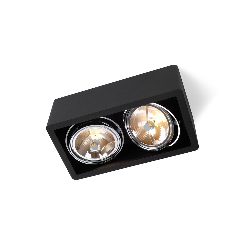 R111 up G53 LED BLACK frame + WHITE int. + CHROME ring / Transf. incl. / Bulbs excl. / dimmable (TRIAC/IGBT)      IP20