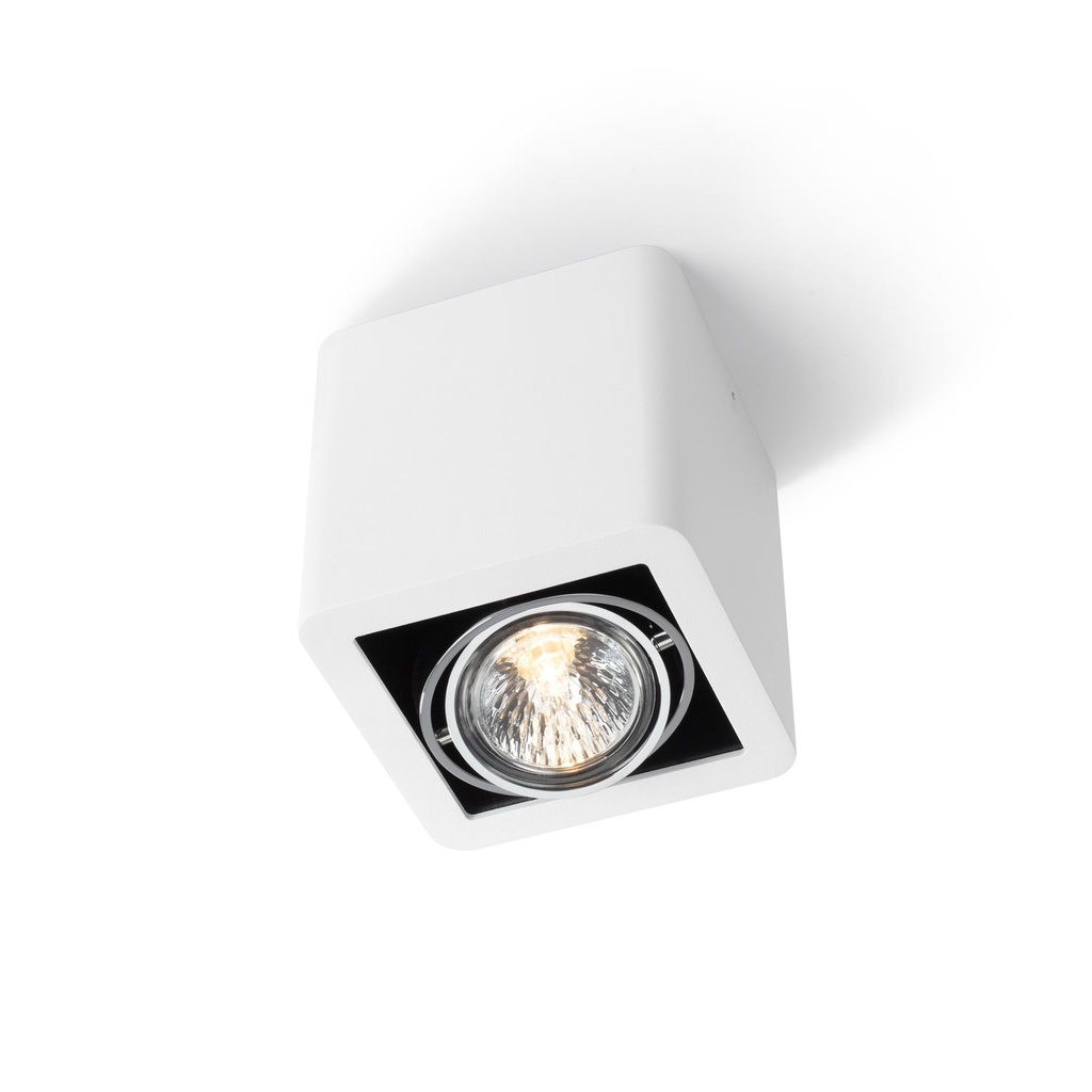 R51 up GU10 WHITE frame + WHITE int. + CHROME ring / Bulb excl.      IP20