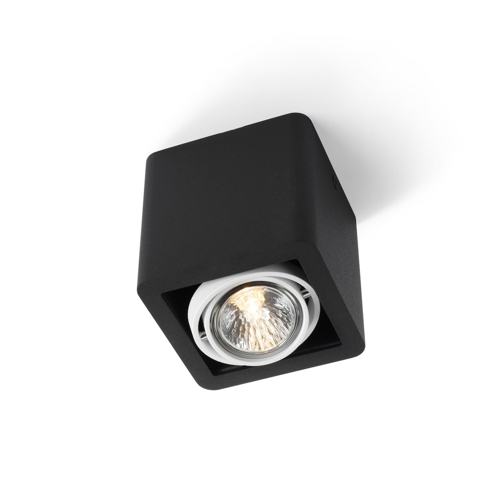 R51 up GU10 BLACK frame + WHITE int. + WHITE ring / Bulb excl.      IP20