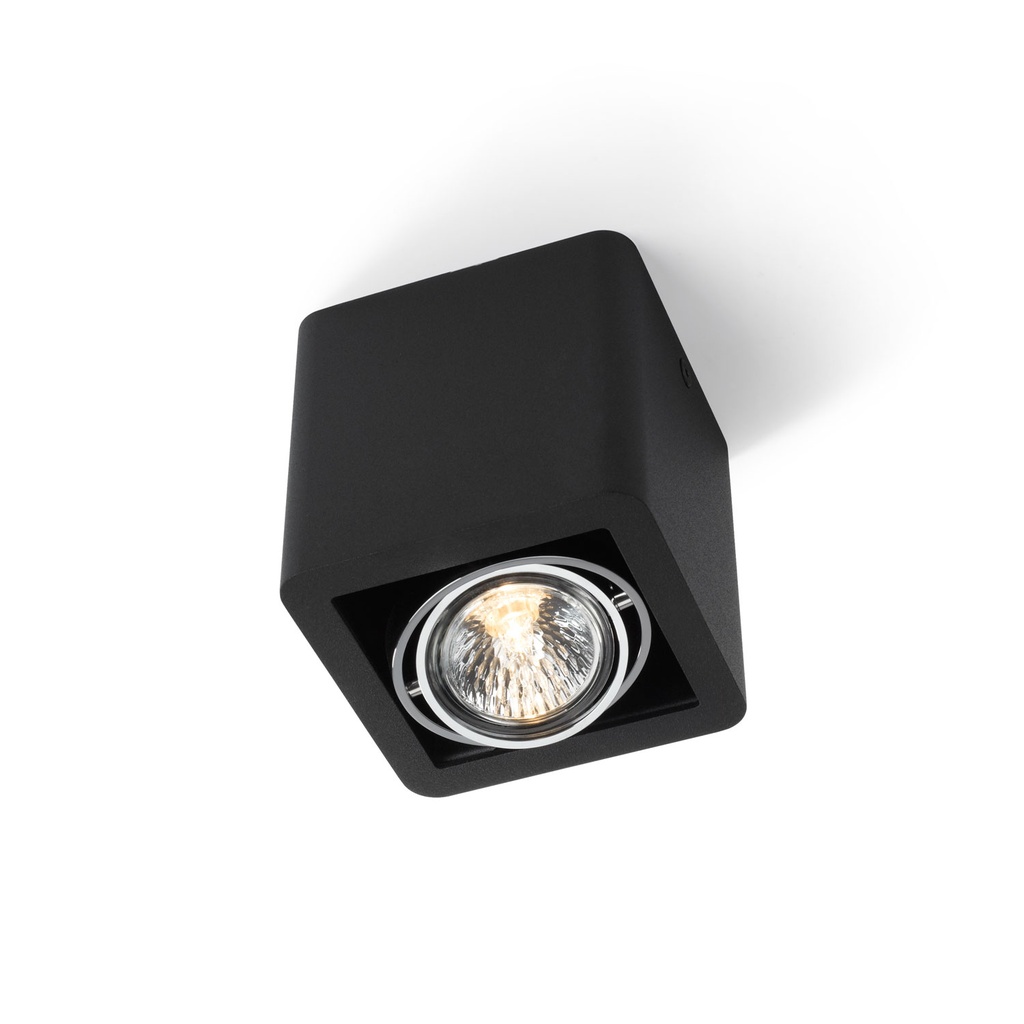 R51 up GU10 BLACK frame + WHITE int. + CHROME ring / Bulb excl.      IP20