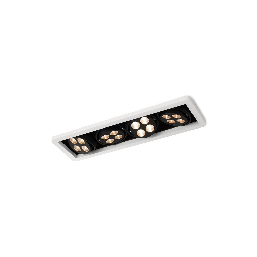 R54 in LED BLACK ring + CHROME frame + WHITE int. / WW - 40° / Driver excl.4x 456LM 2700K CRI93 IP40