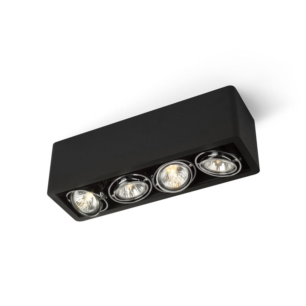 R54 up GU10 BLACK frame + WHITE int. + CHROME ring / Bulbs excl.      IP20