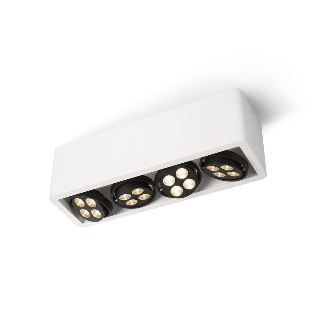 R54 up LED WHITE frame + WHITE int. + WHITE ring / WW - 25° / Driver incl. / dimmable (PUSH-DIM or 1-10V)4x 456LM 2700K CRI93 IP40