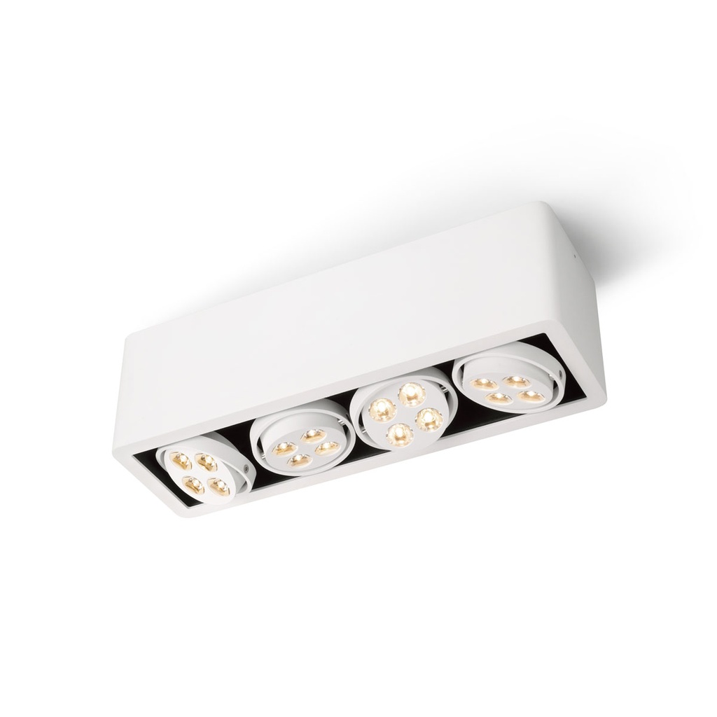 R54 up LED BLACK frame + WHITE int. + BLACK ring / WW - 10° / Driver incl. / dimmable (PUSH-DIM or 1-10V)4x 456LM 2700K CRI93 IP40