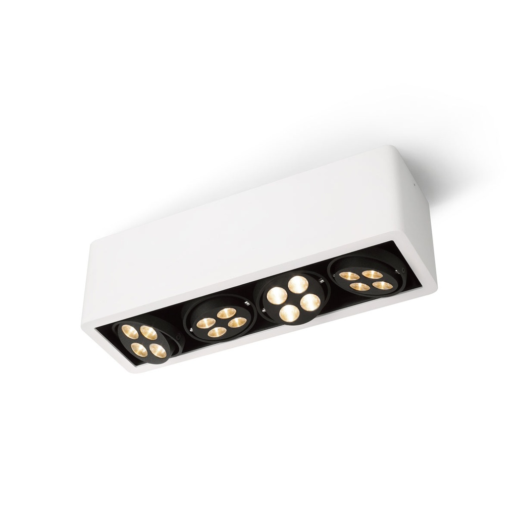 R54 up LED WHITE frame + BLACK int. + WHITE ring / WW - 10° / Driver incl. / dimmable (PUSH-DIM or 1-10V)4x 456LM 2700K CRI93 IP40