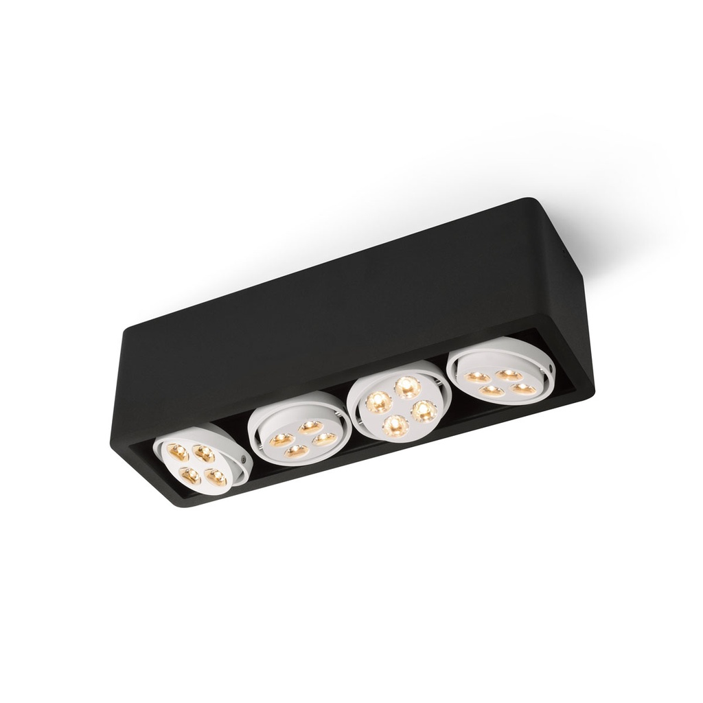 R54 up LED WHITE frame + BLACK int. + BLACK ring / WW - 40° / Driver incl. / dimmable (TRIAC/IGBT)4x 456LM 2700K CRI93 IP40