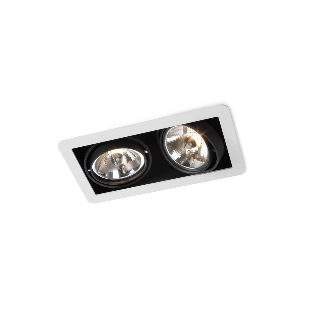 R70 in BLACK ring + BLACK frame + WHITE int. / Transf. excl. / Bulbs excl.      IP20