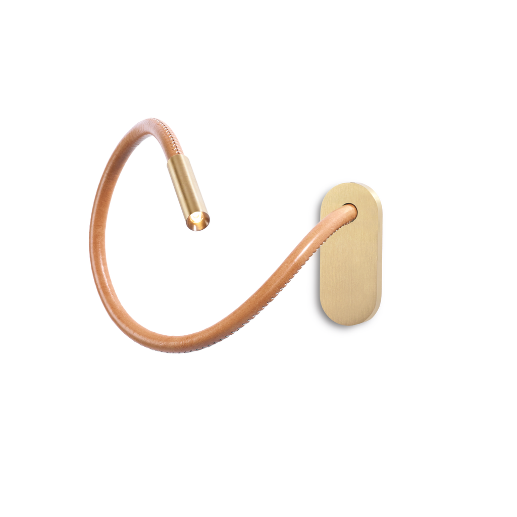 Scar-Leather 1FD built-in BRASS / TABACCO leather flex L500mm / WW - 42° / Driver incl. / dimmable 500mA (DALI)114LM 2700K CRI93 IP50
