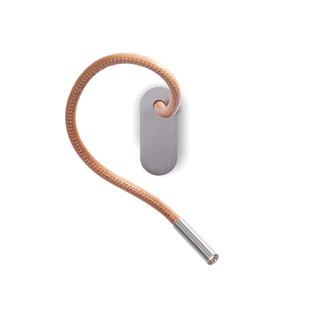 Scar-Leather 1FD built-in NICKEL / TABACCO leather flex L500mm / WW - 42° / Driver incl. / dimmable 500mA (DALI)114LM 2700K CRI93 IP50