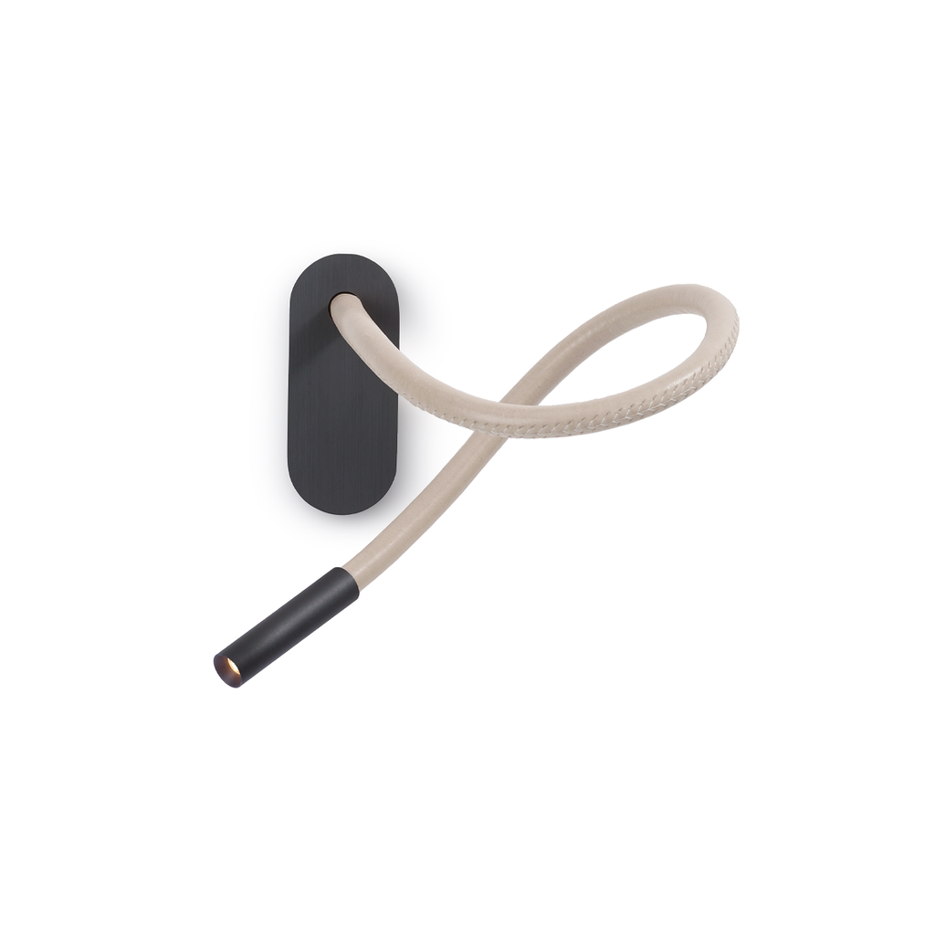 Scar-Leather 1FD built-in GUNMETAL / OAK leather flex L500mm / WW - 42° / Driver incl. / dimmable 500mA (PUSH-DIM) or (1-10V)114LM 2700K CRI93 IP50