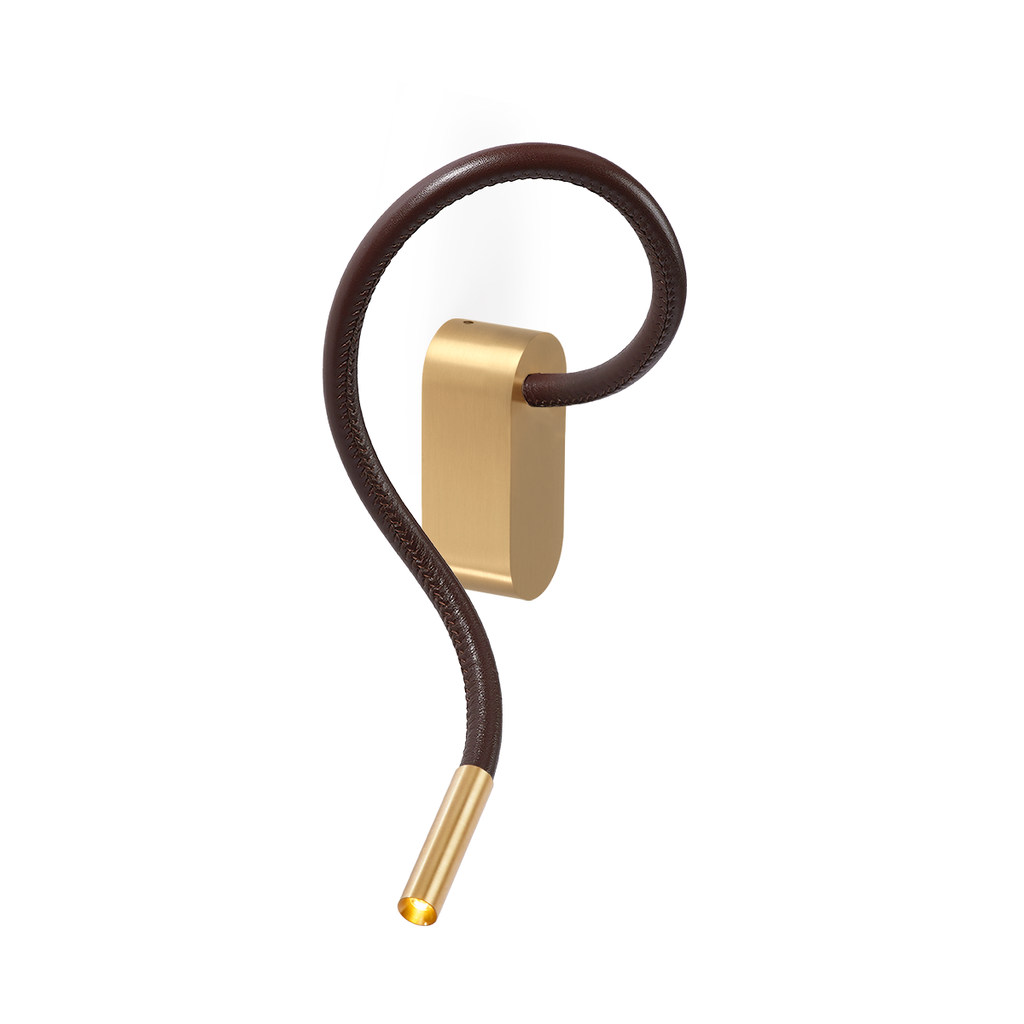 Scar-Leather 1FD built-in GUNMETAL / SADDLE leather flex L500mm / WW - 42° / Driver incl. / non-dimmable114LM 2700K CRI93 IP50