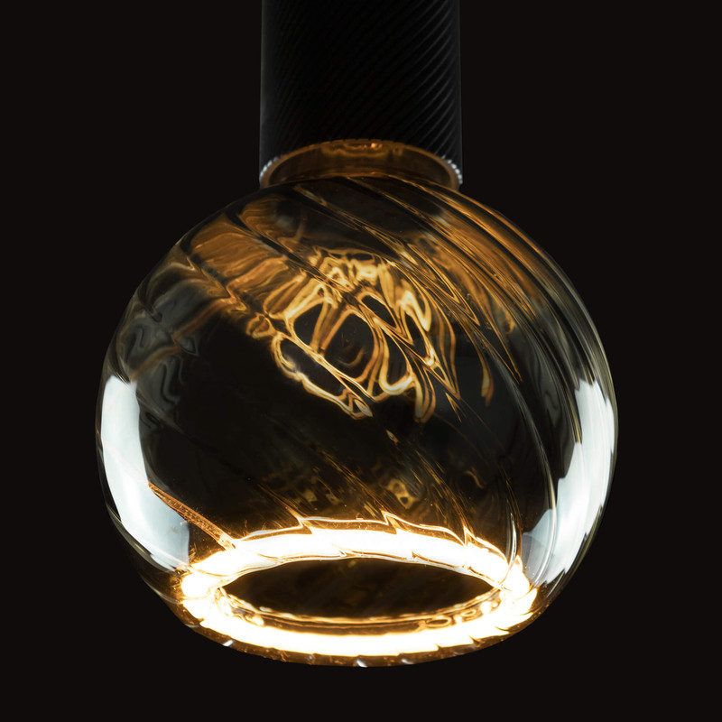 LED Floating Globe 125 twisted smokey grey - 6W - CRI90 - 1900K - E27  - 250LM