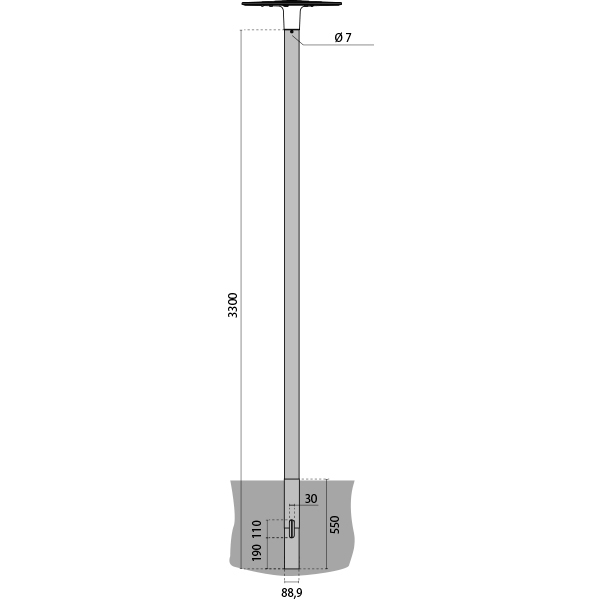 SPILLO MAST + GRONDSTUK D90 H3300 ANTR