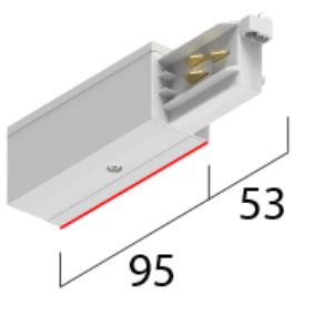 3~ Eutrac Onetrack end feed right, white