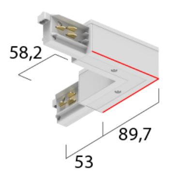 3~ Eutrac Onetrack L-coupler outside, white