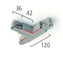 3~ Eutrac Onetrack T-coupler inside left, white