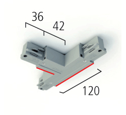 3~ Eutrac Onetrack T-coupler outside right, white
