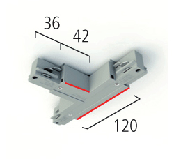 3~ Eutrac Onetrack T-coupler outside left, black