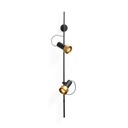 2Thirty-WV2 with honeycomb BLACK frame + BLACK rod + BLACK swivel + GOLD ring / 12° + 12° / dimmable (TRIAC)2x 1000LM 2700K CRI90 IP50
