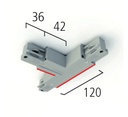3~ Eutrac Onetrack T-coupler outside right, white